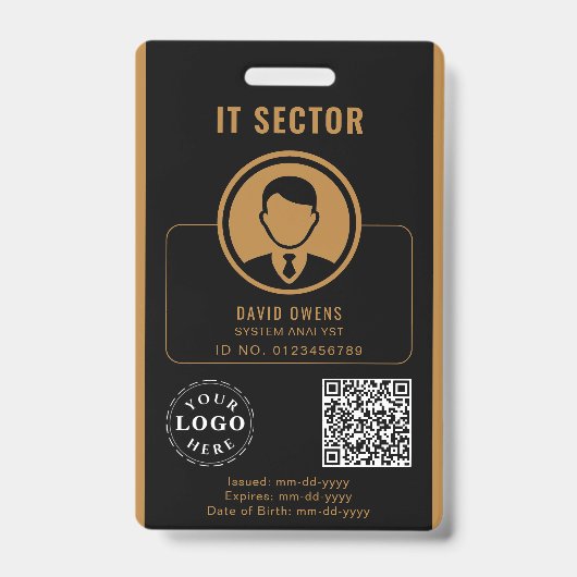Corporate ID-Abzeichen mit Foto- und QR-Code Ausweis (Vorderseite)