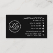 Corporate Logo Fax QR Code Professional Black Visitenkarte (Vorderseite)