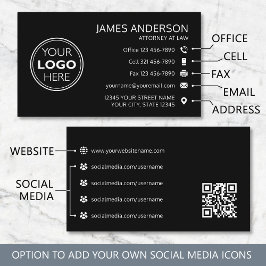 Corporate Logo Fax QR Code Professional Black Visitenkarte