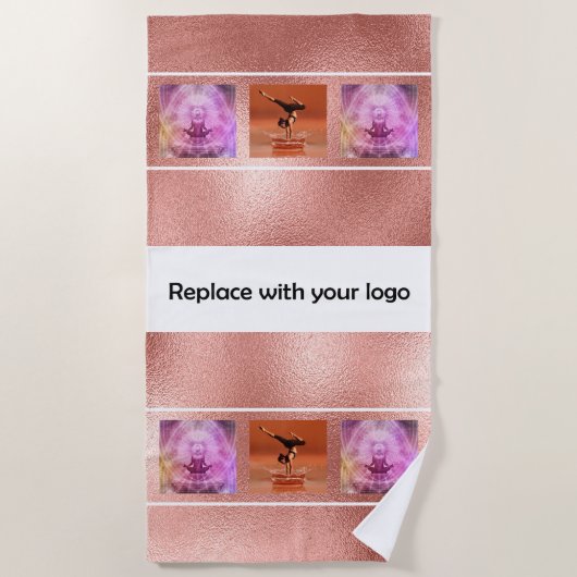 Corporate Logo Foto Collage Rose Gold elegant Strandtuch (Vorderseite)