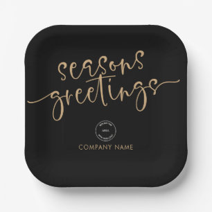 Corporate Logo Gold Black Frohen Festtage Xmas Pappteller