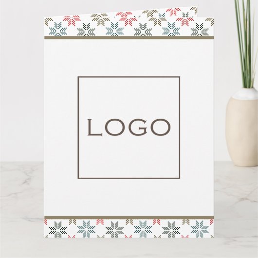 Corporate Logo Holiday Poinsettia, Elegante Modern Karte (Vorderseite)