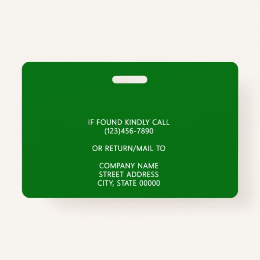 Corporate Logo Photo ID Barcode Green Name Ausweis (Rückseite)