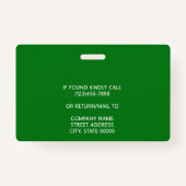 Corporate Logo Photo ID Barcode Green Name Ausweis (Rückseite)