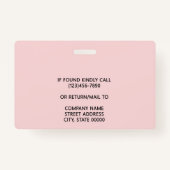 Corporate Logo Photo ID Barcode Pink Ausweis (Rückseite)
