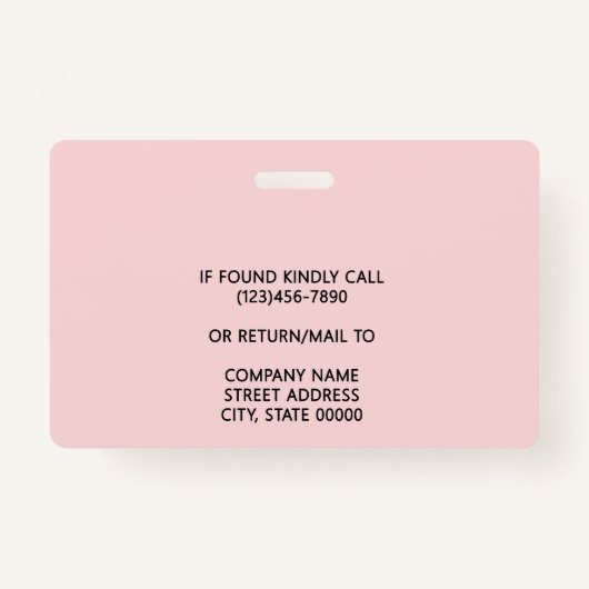 Corporate Logo Photo ID Barcode Pink Ausweis (Rückseite)