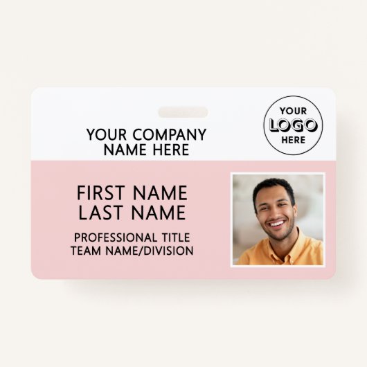 Corporate Logo Photo ID Barcode Pink Name Ausweis (Vorderseite)