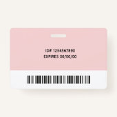 Corporate Logo Photo ID Barcode Pink Name Ausweis (Rückseite)