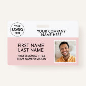 Corporate Logo Photo ID Barcode Pink Name Ausweis (Vorderseite)
