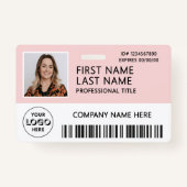 Corporate Logo Photo ID Barcode Pink Name Ausweis (Vorderseite)