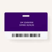 Corporate Logo Photo ID Barcode Purple Name Ausweis (Rückseite)