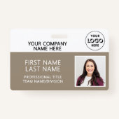 Corporate Logo Photo ID Barcode Tan Name Ausweis (Vorderseite)