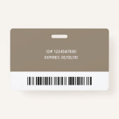Corporate Logo Photo ID Barcode Tan Name Ausweis (Rückseite)