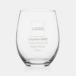 Corporate Logo Vision Tagline Werte Promo Brown Weinglas Ohne Stiel