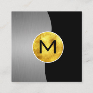 Corporate / Metallisches Silber / Gold Monogramm Quadratische Visitenkarte