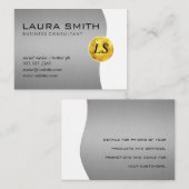 Corporate / Metallisches Silber / Gold Monogramm Visitenkarte (Vorne/Hinten)