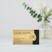 Corporate / Metallisches Silber / Gold Monogramm Visitenkarte (Stehend Vorderseite)