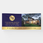 Corporate Navy & Gold Logo Advert Business Foto Banner (Horizontal)