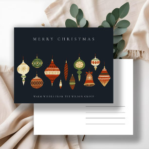 CORPORATE NAVY RED GREEN CHRISTMAS ORNAMENS FEIERTAGSPOSTKARTE