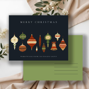 CORPORATE NAVY RED GREEN CHRISTMAS ORNAMENS FEIERTAGSPOSTKARTE