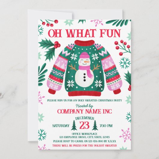 Corporate Office Holiday Ugly Sweater Party Einladung (Vorderseite)