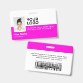 Corporate Pink Mitarbeiter Moderne Foto ID Securit Ausweis (Vorder- & Rückseite)