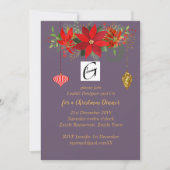 Corporate Poinsettia Christmas Mauve Gold ADD-LOGO Einladung (Vorderseite)