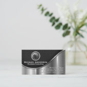 Corporate Real Anwesen | Schwarzer Mesh Metallisch Visitenkarte (Stehend Vorderseite)