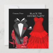 Corporate Red Black Krawatte Dinner Party Einladung (Vorderseite)