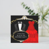 Corporate Red Black Krawatte Dinner Party Einladung (Stehend Vorderseite)