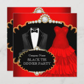 Corporate Red Black Krawatten Dinner Party 2 Einladung (Vorne/Hinten)