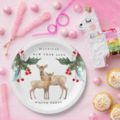 CORPORATE RED GREEN HOLLY BERRY DEER DUO NEUJAHR PAPPTELLER (Party)