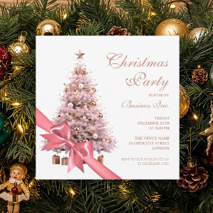 Corporate Rose Gold Weihnachtsbaum Bow Holiday Einladung