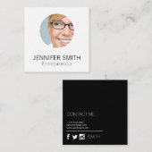 Corporate Sleek (schwarz / weiß) Quadratische Visitenkarte (Vorne/Hinten)
