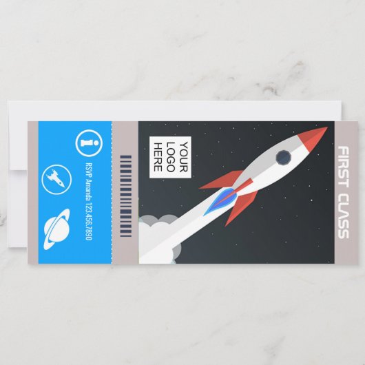 Corporate Space Themed Partys Ticket einladen Einladung (Rückseite)