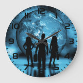 Corporate Team Silhouette Futuristic Business Große Wanduhr (Vorderseite)