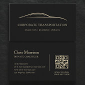 Corporate Transportation QR Code Black & Gold Visitenkarte