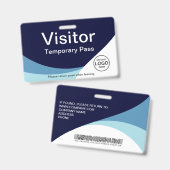 Corporate Visitor Pass Custom Barcode Blue Abzeich Ausweis (Vorder- & Rückseite)