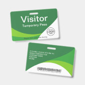 Corporate Visitor Pass Custom Barcode Green Ausweis (Vorder- & Rückseite)