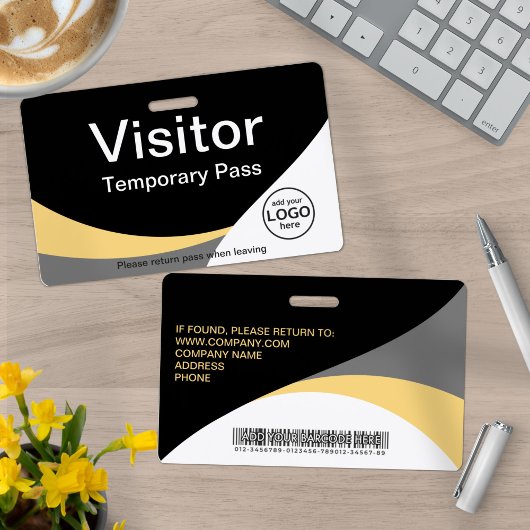 Corporate Visitor Pass Custom Barcode Yellow Gray Ausweis