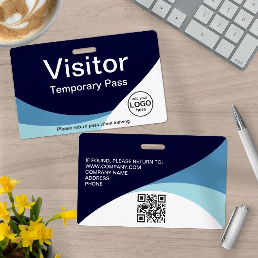 Corporate Visitor Pass Custom QR Code Blue Ausweis