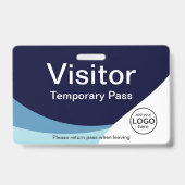 Corporate Visitor Pass Custom QR Code Blue Ausweis (Vorderseite)