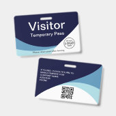 Corporate Visitor Pass Custom QR Code Blue Ausweis (Vorder- & Rückseite)
