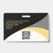 Corporate Visitor Pass Custom QR Code Gelb grau Ausweis (Rückseite)
