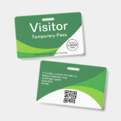 Corporate Visitor Pass Custom QR Code Green Ausweis (Vorder- & Rückseite)