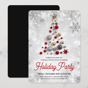 Corporate Xmas Tree Holiday Winter Wonder Silver Einladung