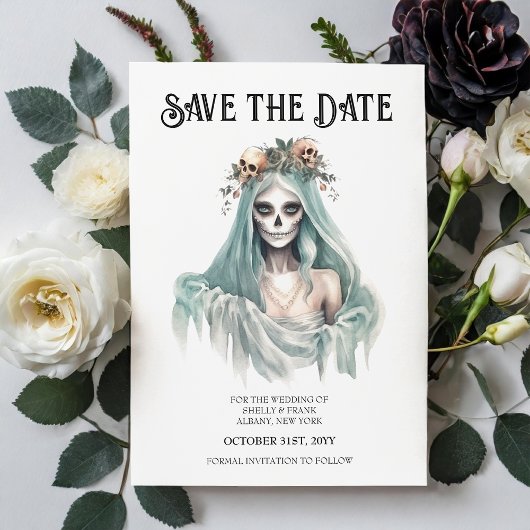 Corpse Bride Mint Halloween Save the Date Einladung