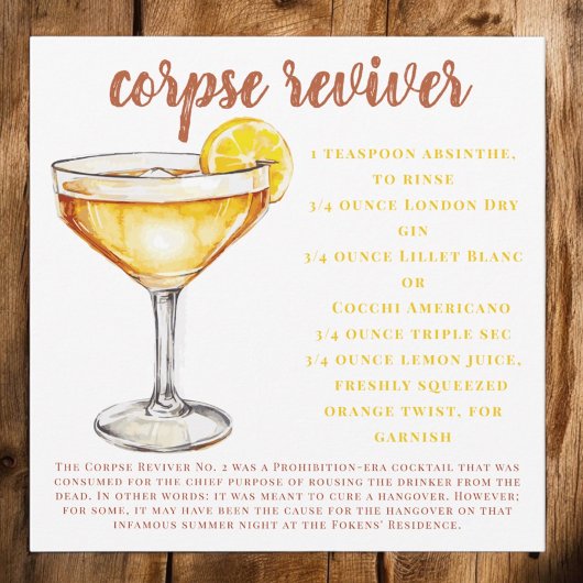 Corpse Reviver Cocktail Drink Rezept Karte