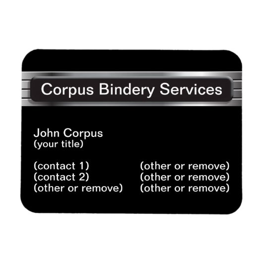 Corpus Bindery Services Magnet Business Card (Horizontal)