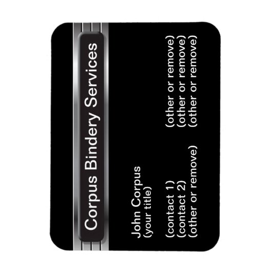 Corpus Bindery Services Magnet Business Card (Vertikal)